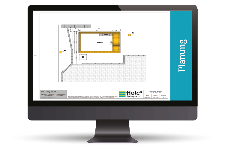 Zeigt eine 3D Planung von Holc Naturpools